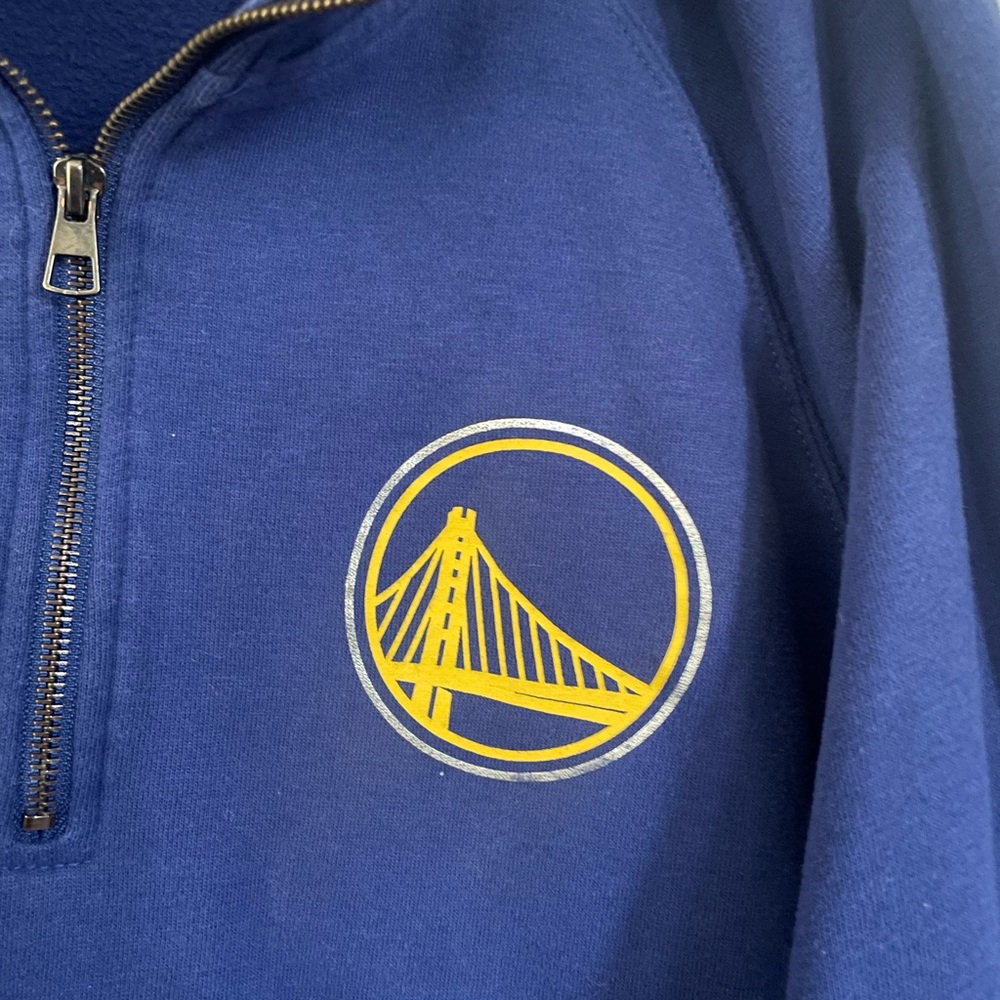 Golden State Warriors Blue Half-Zip Sweatshirt with Yellow Bridge Logo